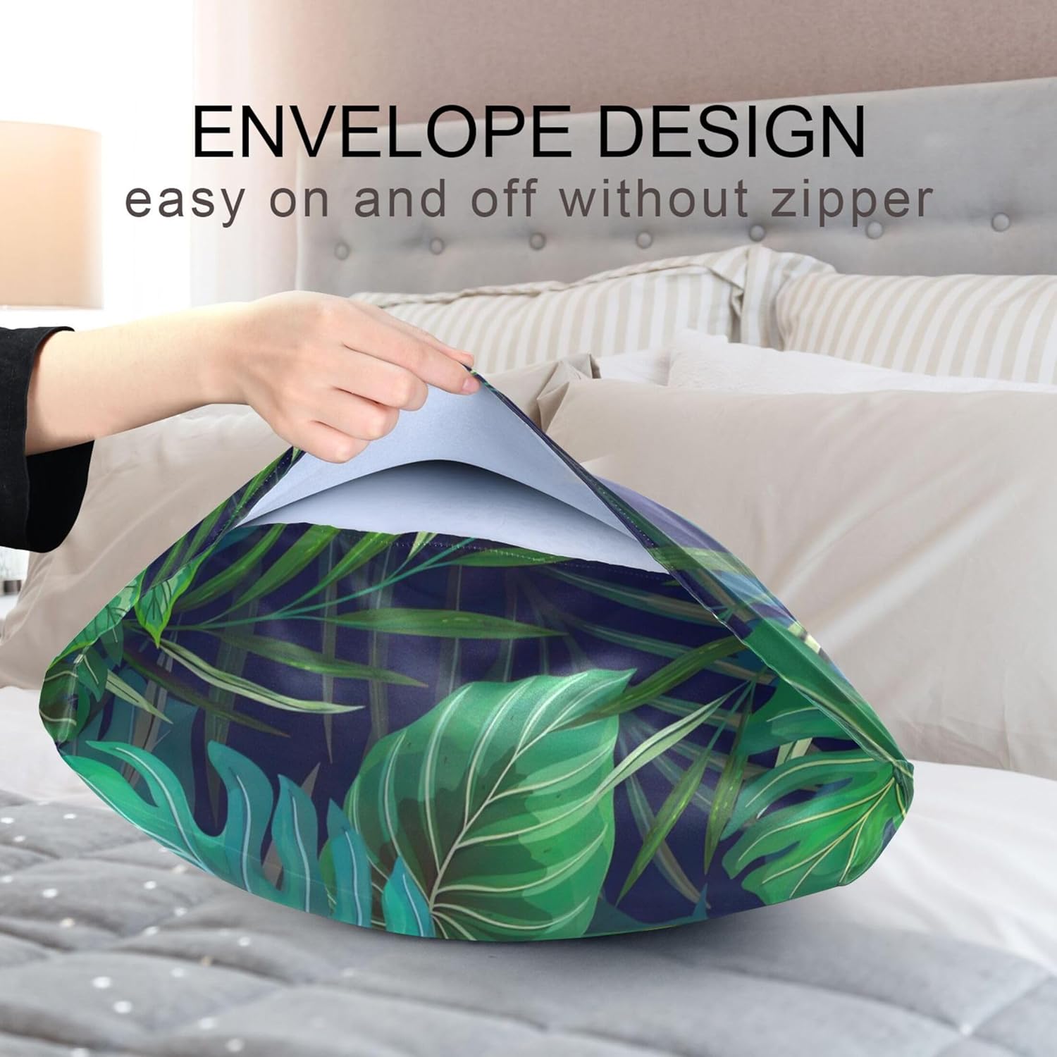 TSENQUE Exotic Tropical Plants Satin Pillow Case Cooling Bed Decor