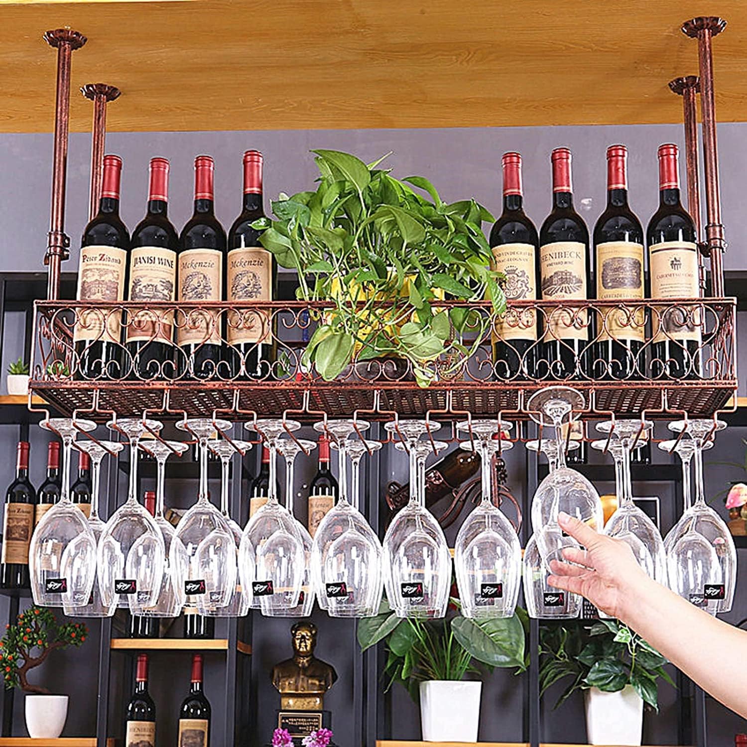 Suuim Wine Rack Wall Mount for Bottles and Glasses