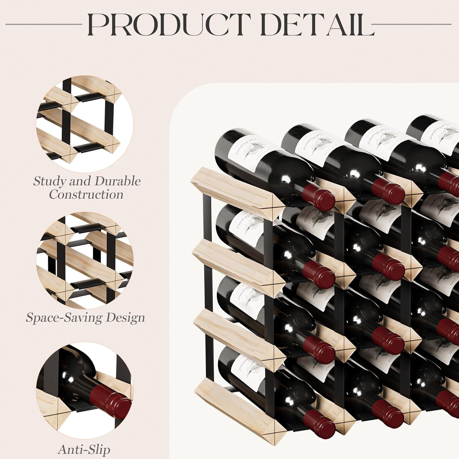 Urban Deco 16-Bottle Tabletop Wine Rack
