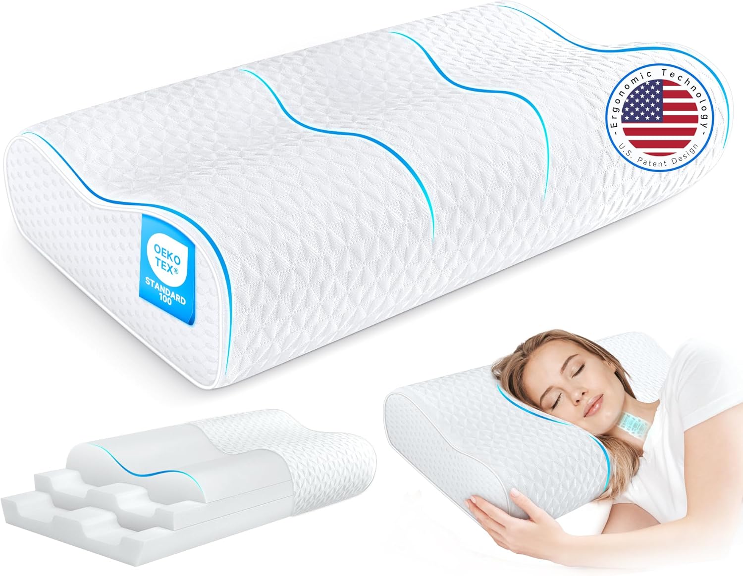 Zibroges Cervical Neck Pillow - Adjustable Orthopedic Support