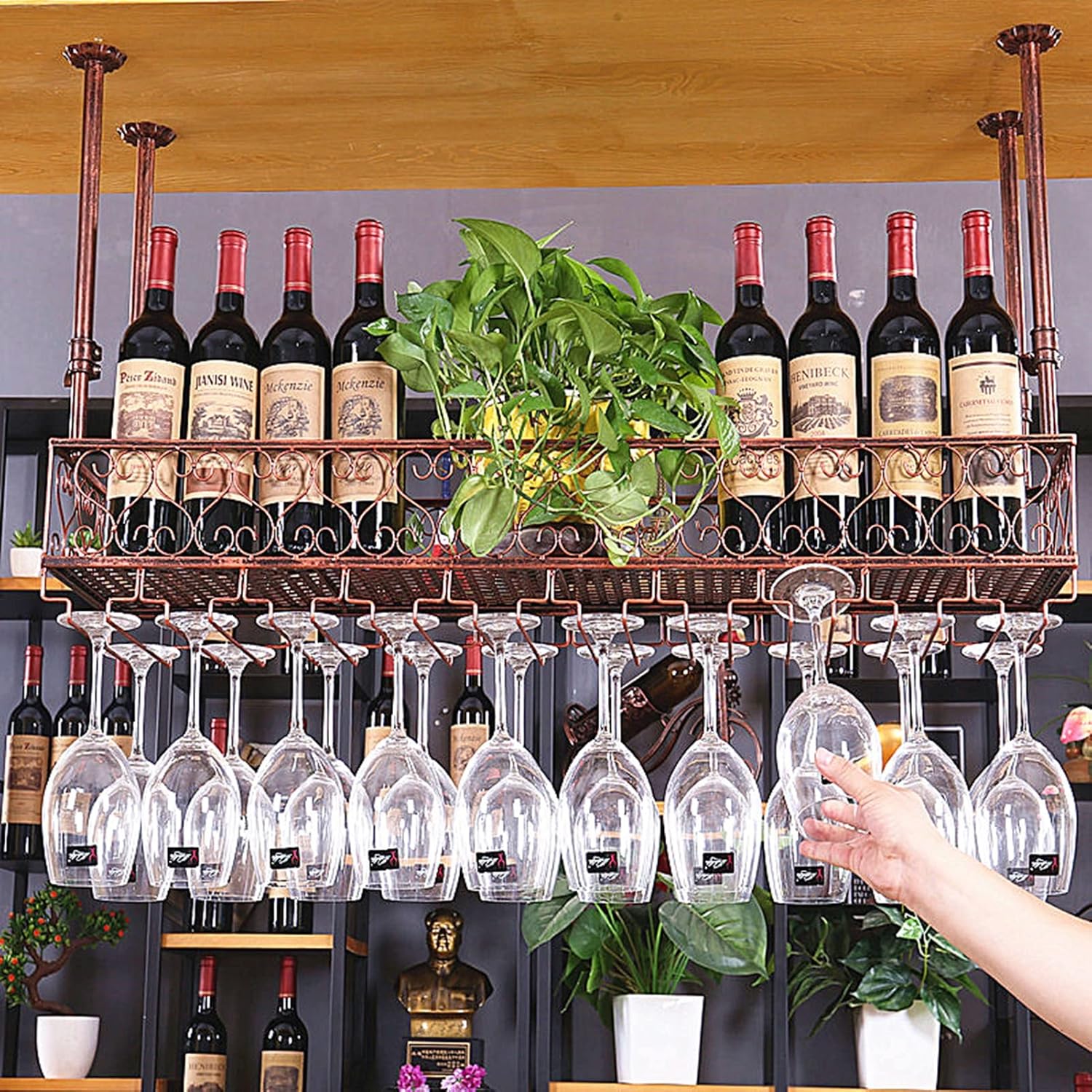 Suuim Wine Rack Wall Mount for Bottles and Glasses
