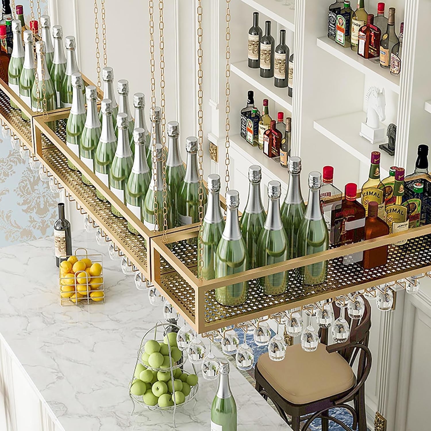 Ceiling Wine Glass Rack with Adjustable Height