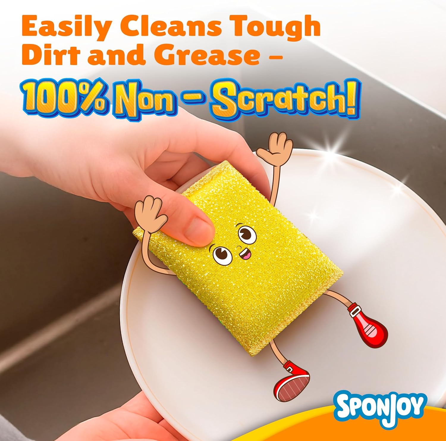 SPONJOY 6-Pack Colorful Dish Sponges