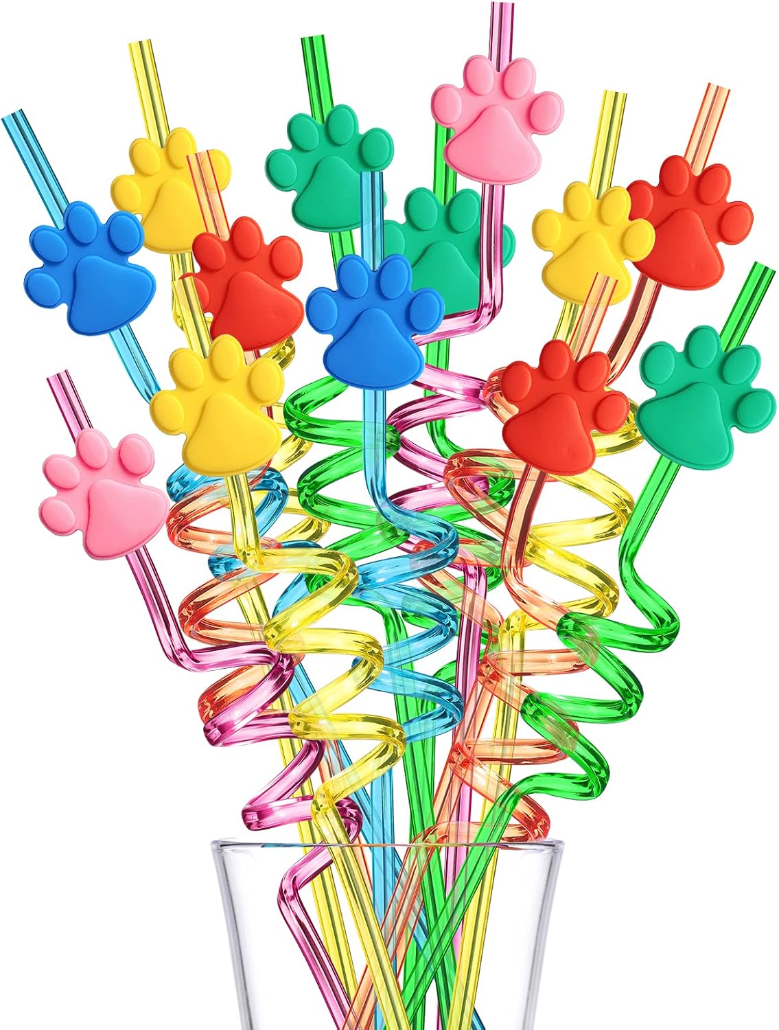 FZR Legend 24 Paw Patterned Drinking Straws with Cleaning Brush