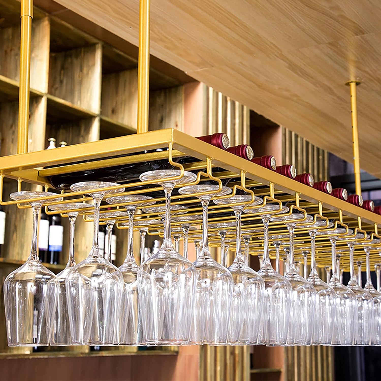 Sturdy Metal Ceiling Wine Rack with Adjustable Boom