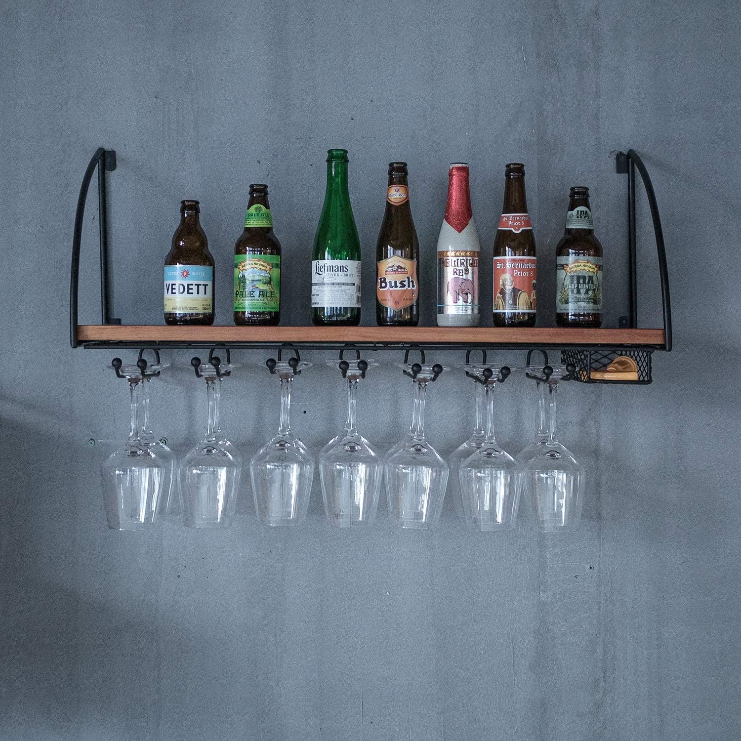 LASEVE Wall-Mounted Wine Rack 80Cm Industrial Rustic Design