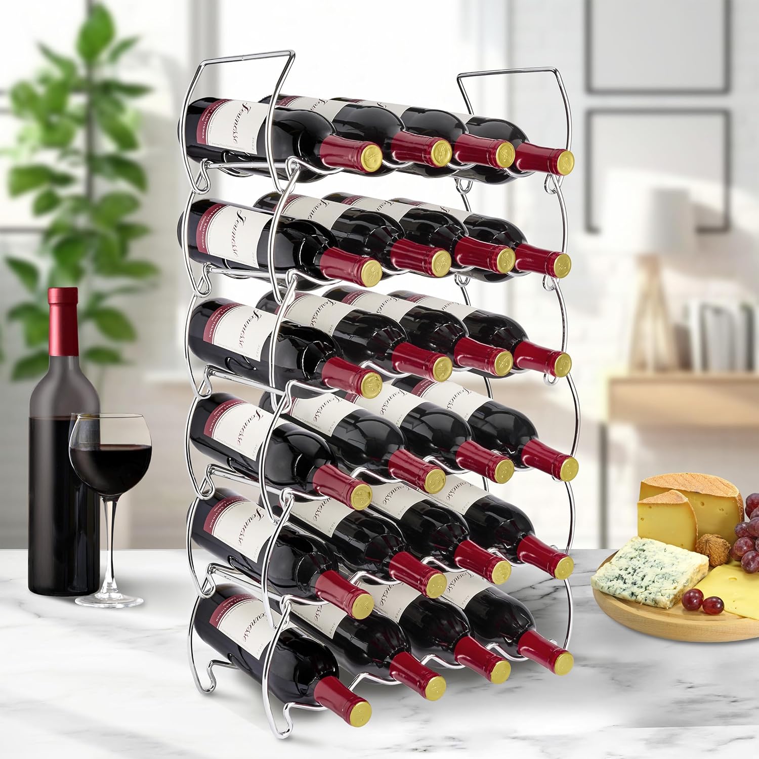 Sorbus Copper 3-Tier Wine Rack - Holds 12 Bottles