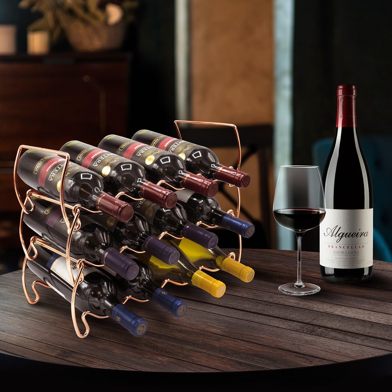 Sorbus Copper 3-Tier Wine Rack - Holds 12 Bottles
