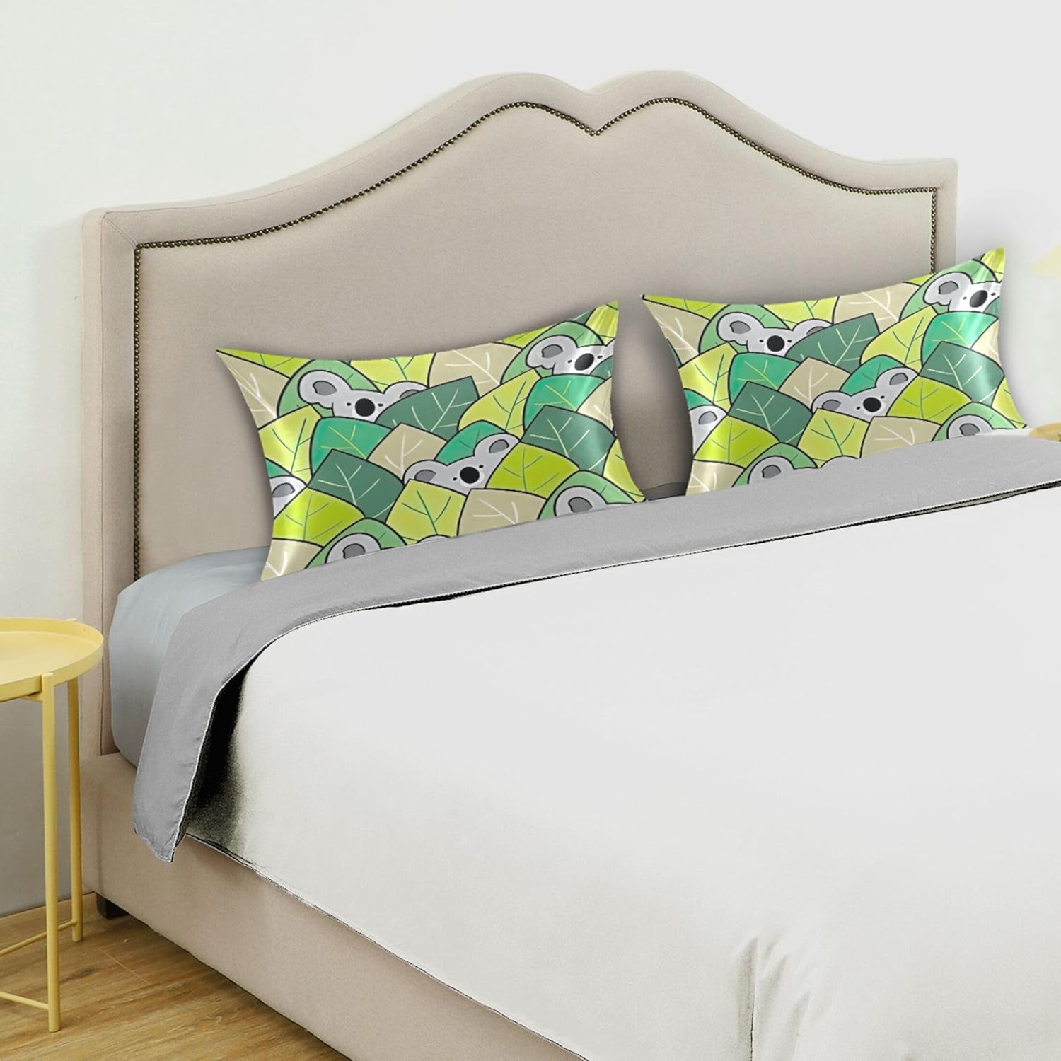TSENQUE Cartoon Koala Bear Leaf Sateen Pillowcase 1