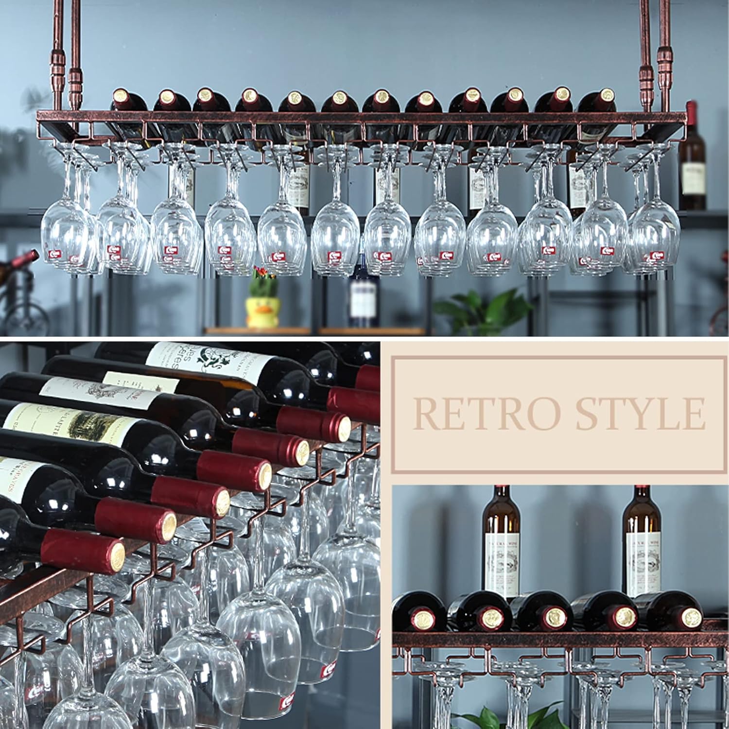 Suuim Hanging Wine Racks Ceiling-Type Holder