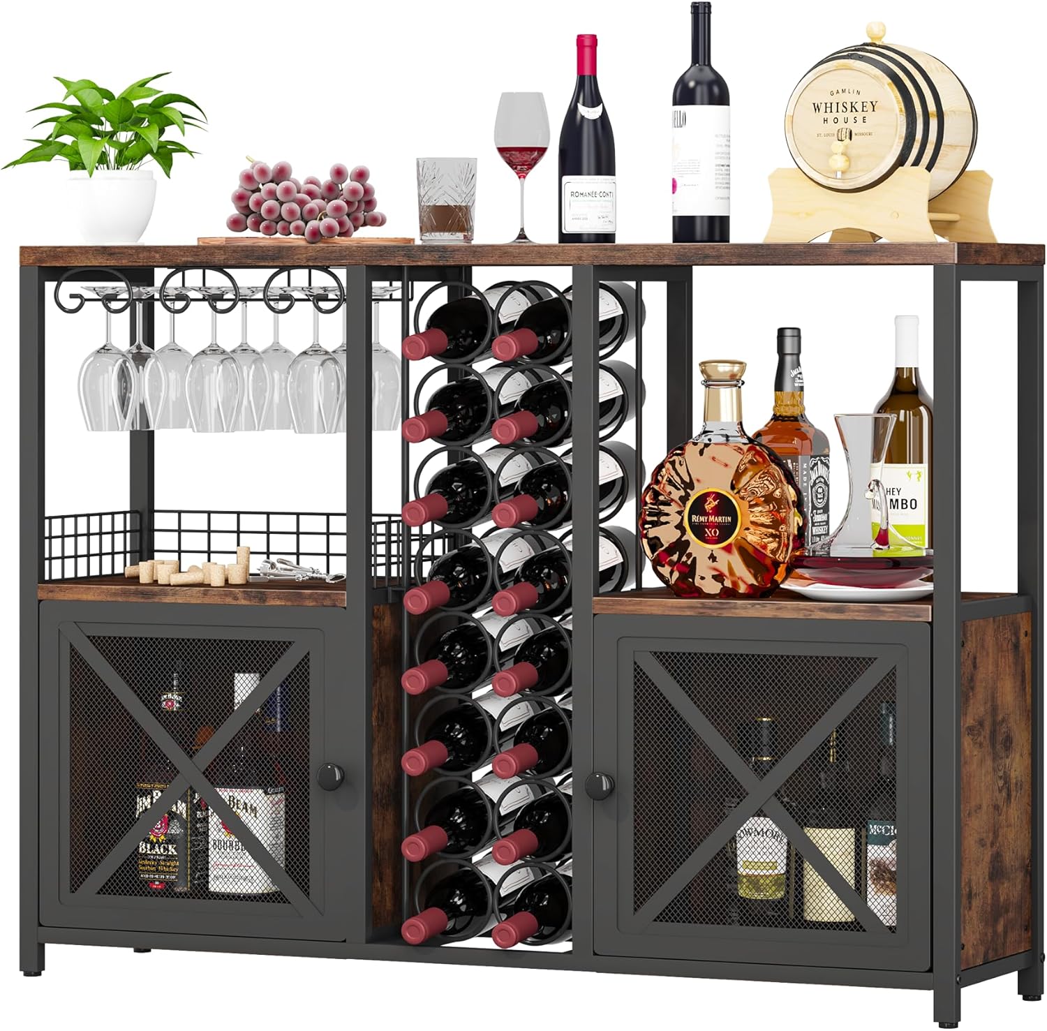 Homeiju Mini Bars Wooden Coffee Cabinet Modern