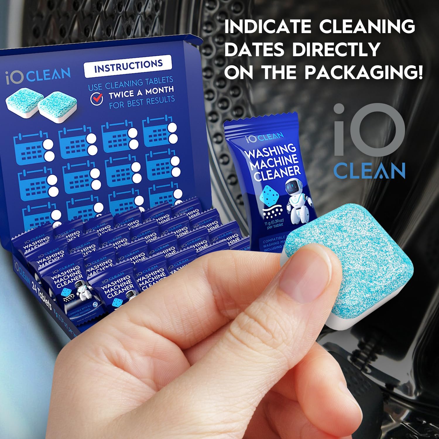 iO CLEAN Washing Machine Tablets 24 Pcs - Deep Clean and Descaler