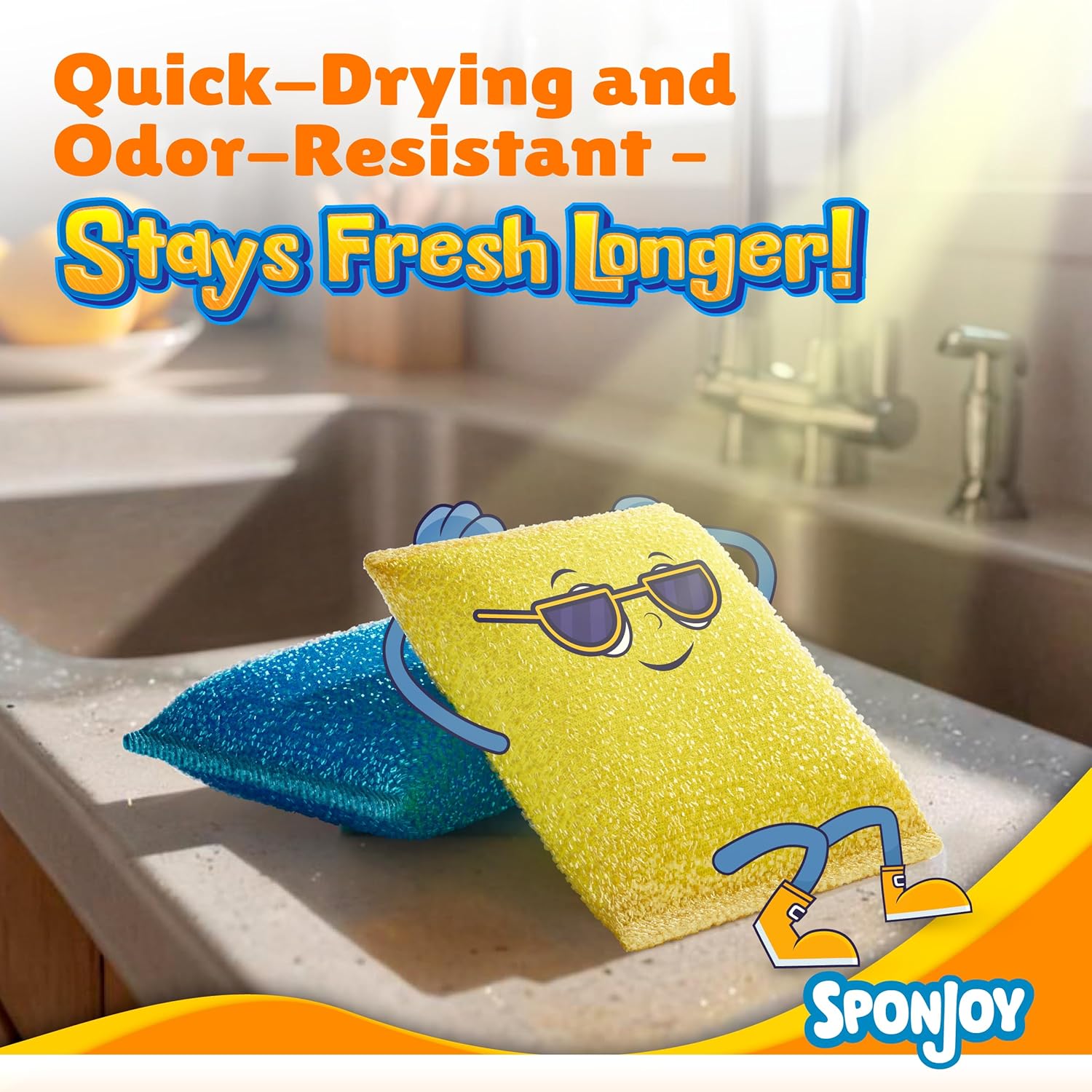 SPONJOY 6-Pack Colorful Dish Sponges