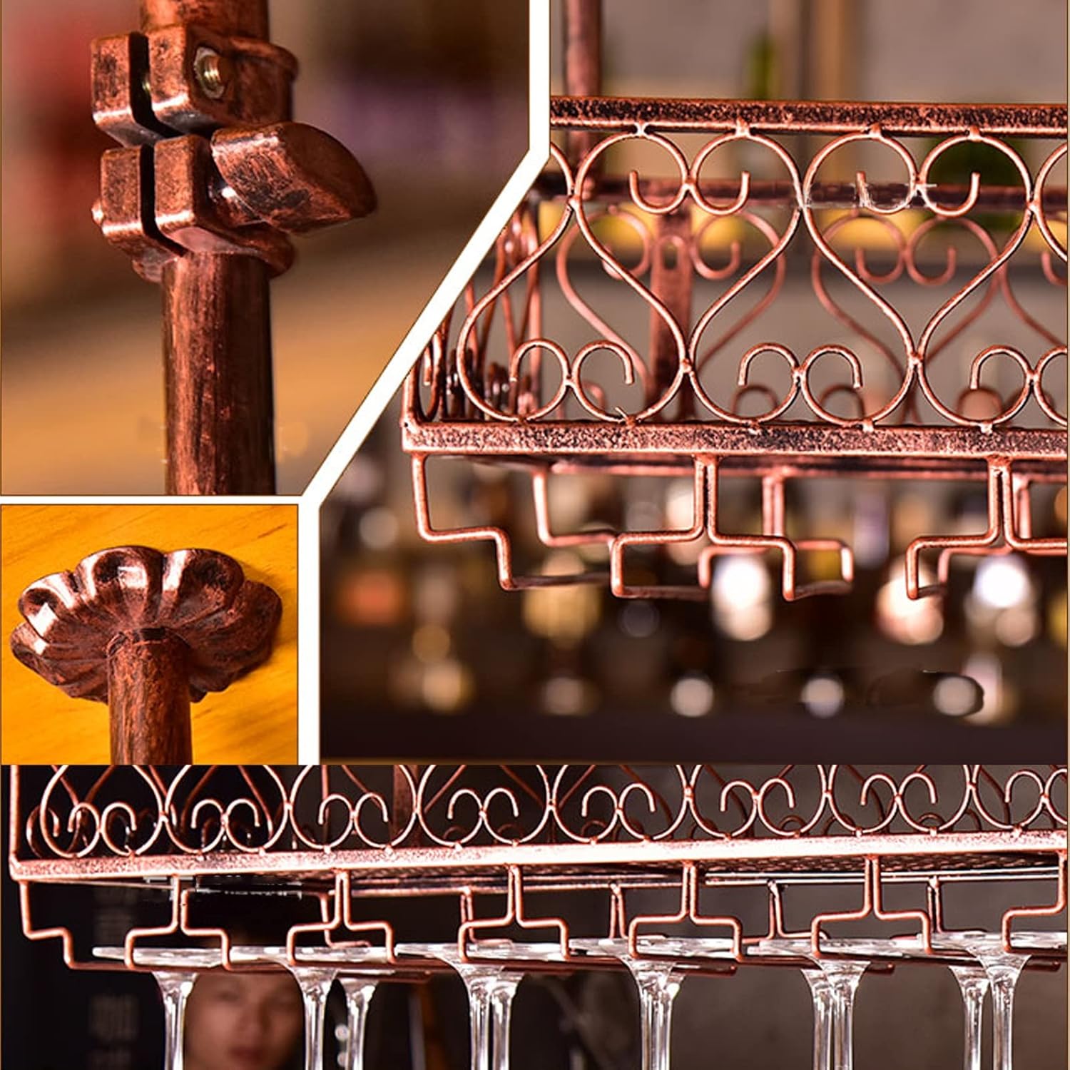 Suuim Wine Rack Wall Mount for Bottles and Glasses