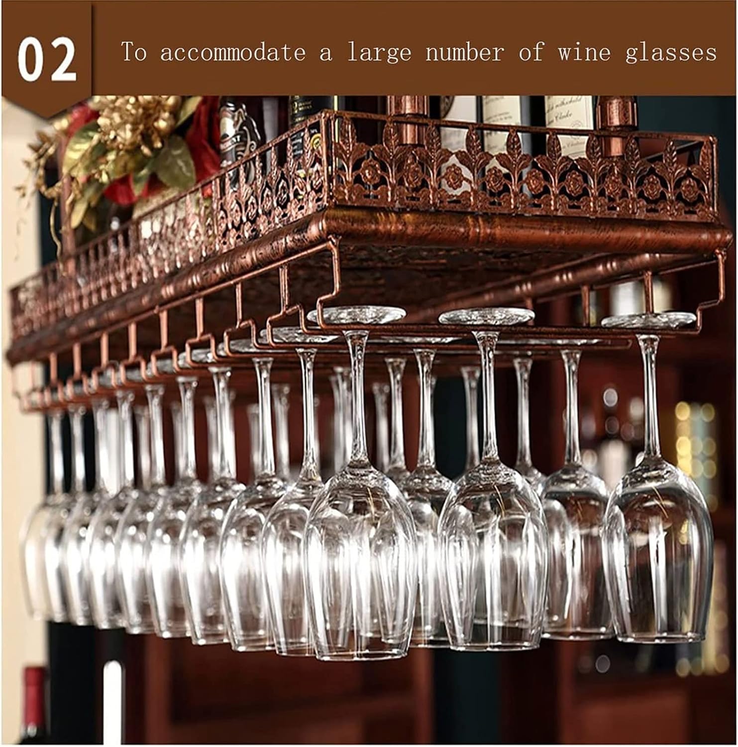 Adjustable Metal Ceiling Wine Rack for Home Bar Decor