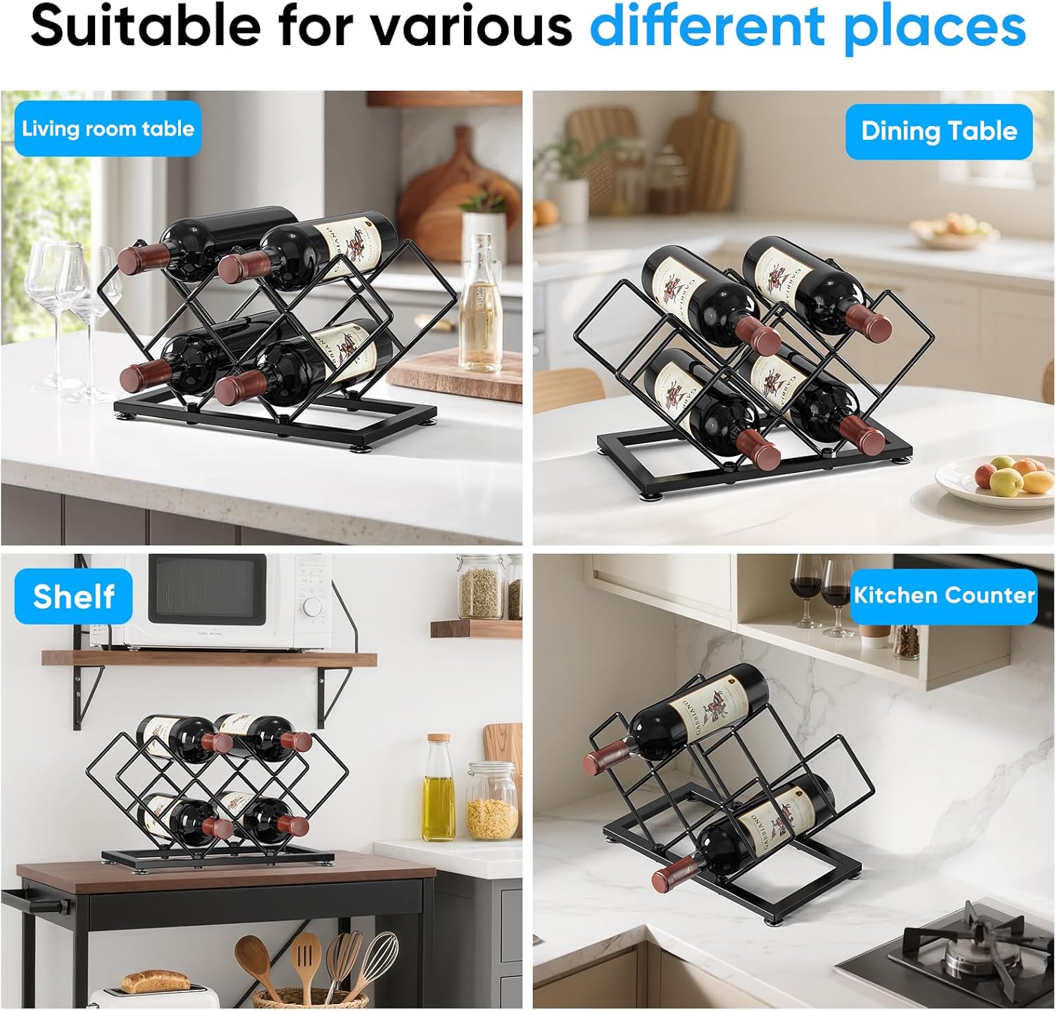 POKIPO 7 Bottle Tabletop Wine Rack Metal