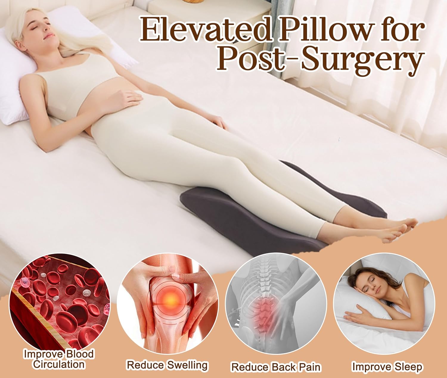 ZYODUOB Leg Pillow with Memory Foam and Washable Cover