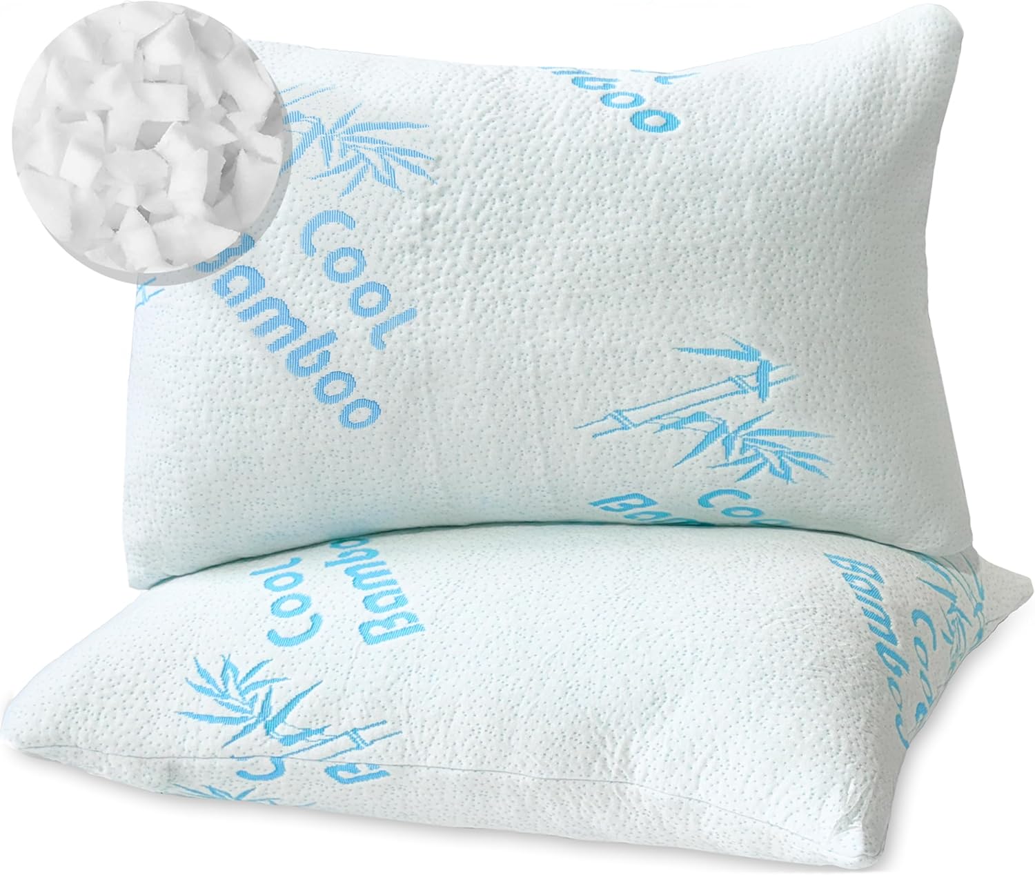 Cool Rayon Bamboo Pillows 2 Pack Queen Size 20x30