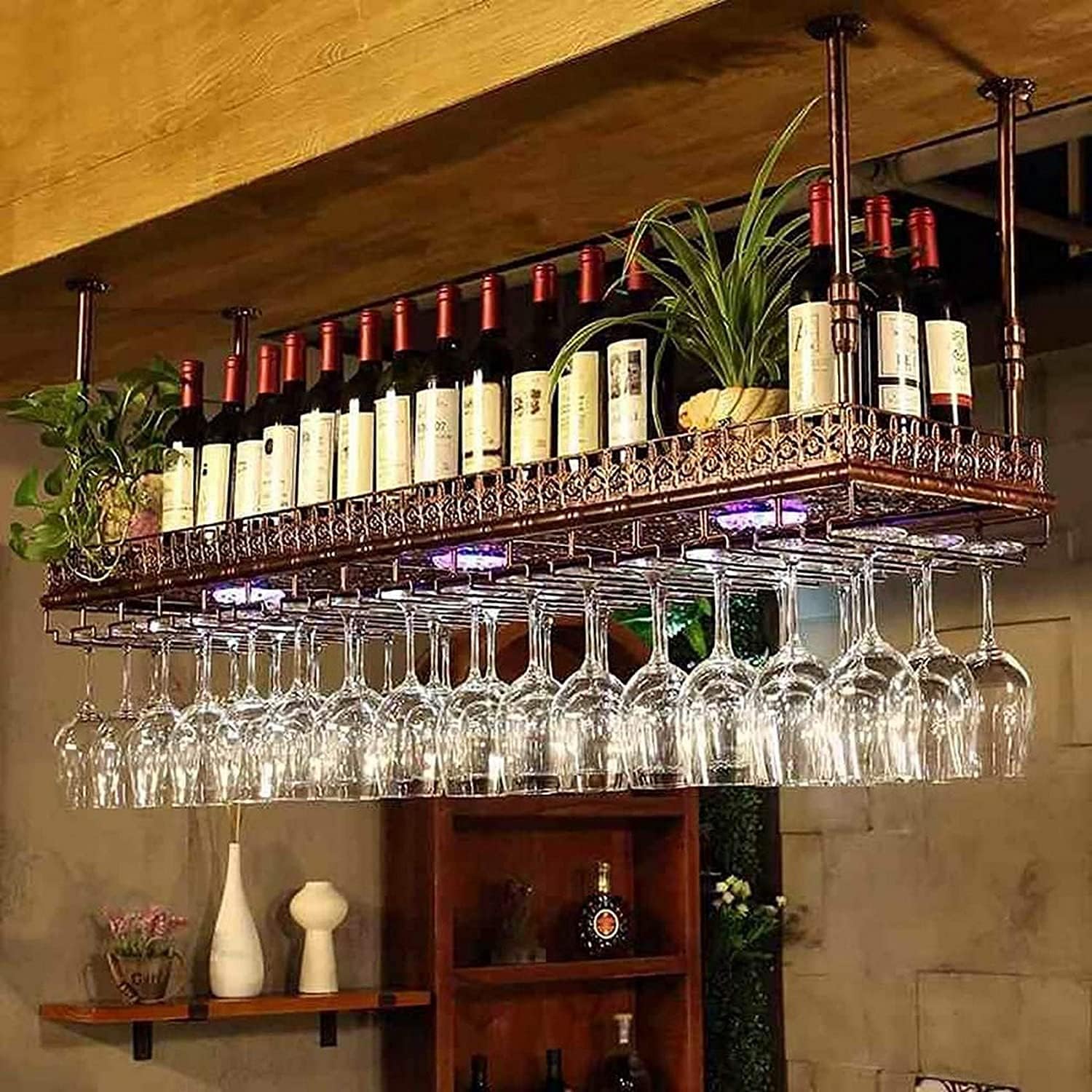 Generic Wall-Mounted Wine Rack with Glass Holder 1