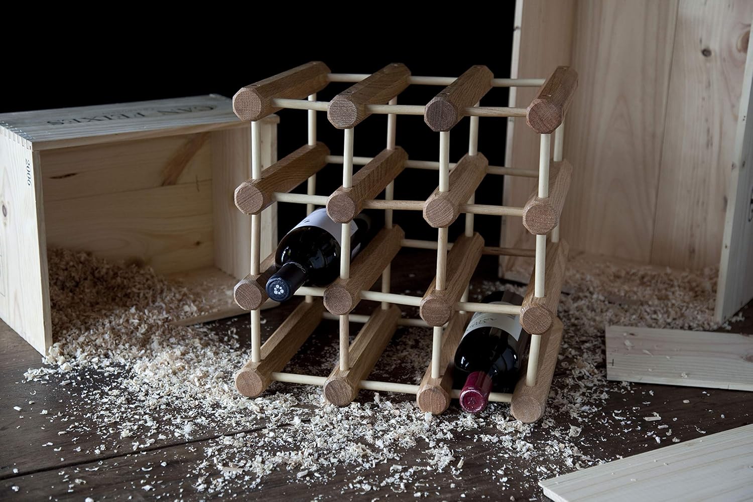 JK Adams Wood Stackable Wine Rack 12 Bottle Ash