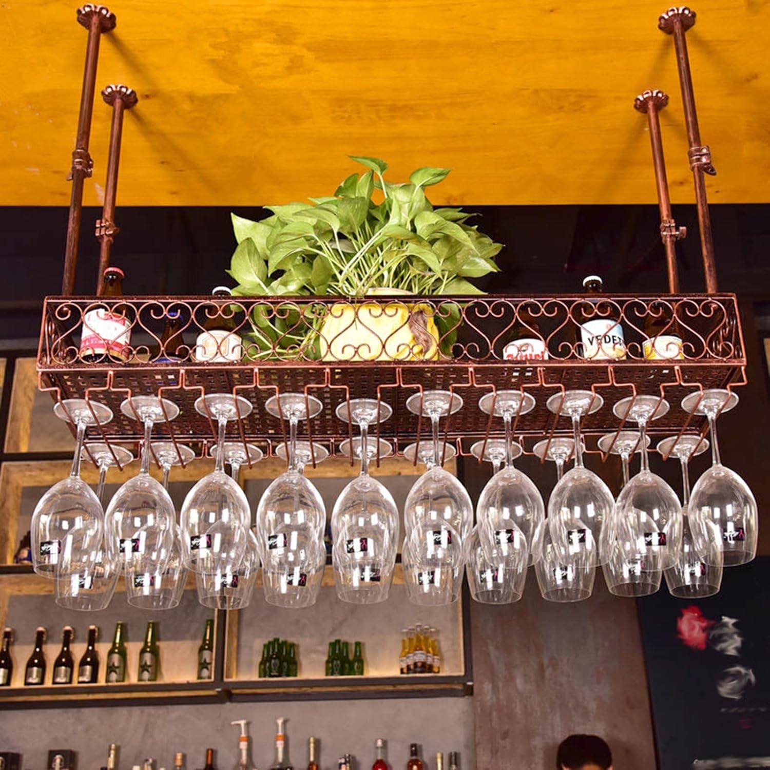 Suuim Wine Rack Wall Mount for Bottles and Glasses