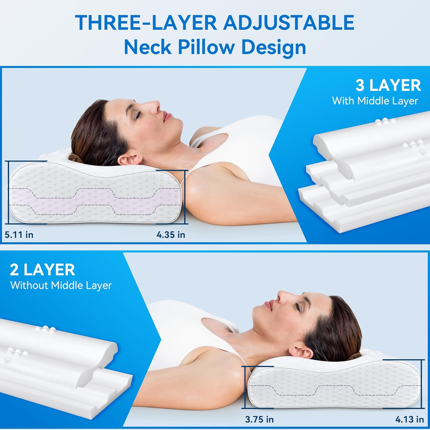 Zibroges Sandwich Cervical Pillow Queen Size