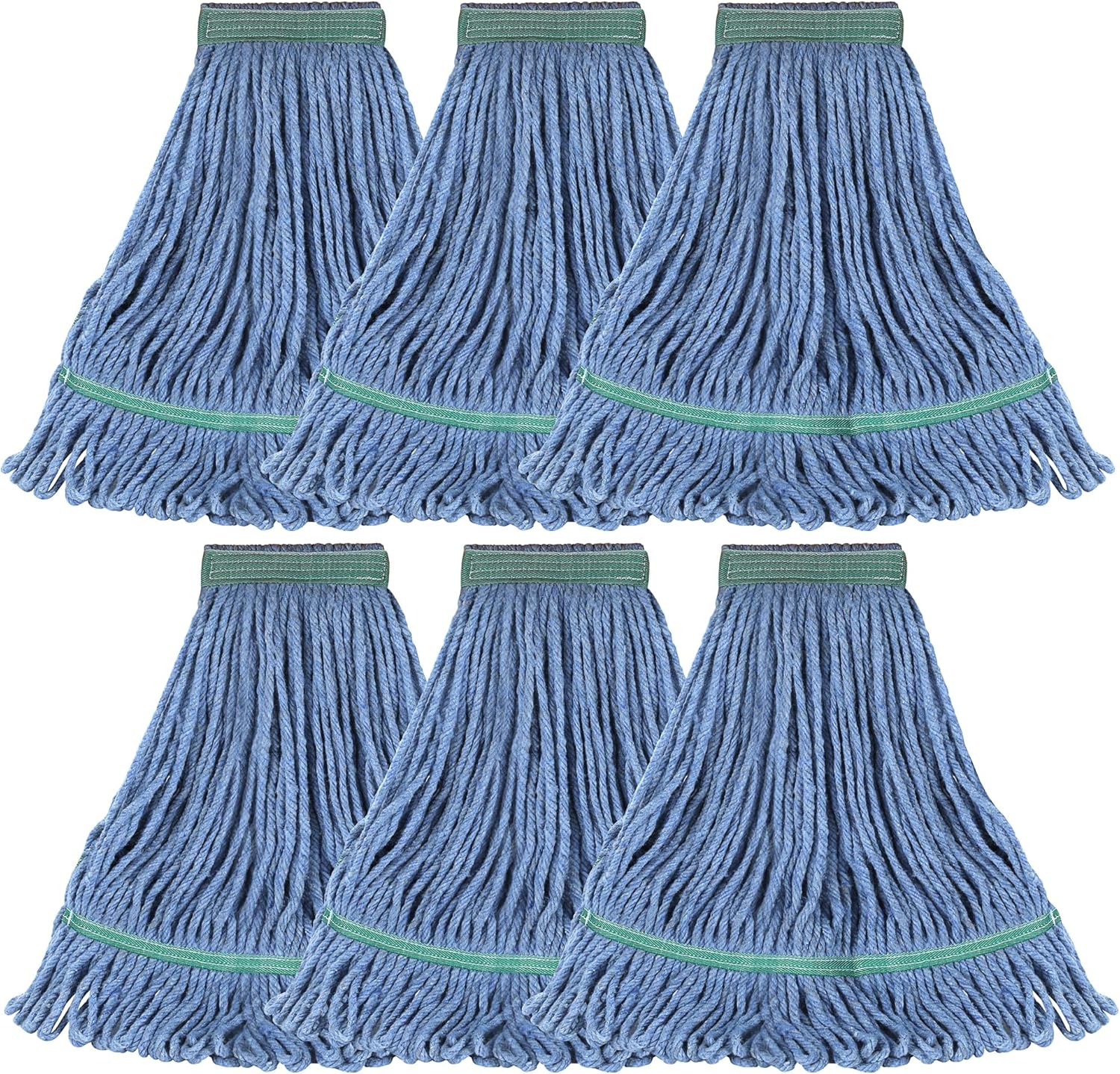 ONESIMUS 24oz Blue Cotton Looped Mop Head Replacements Pack of 6
