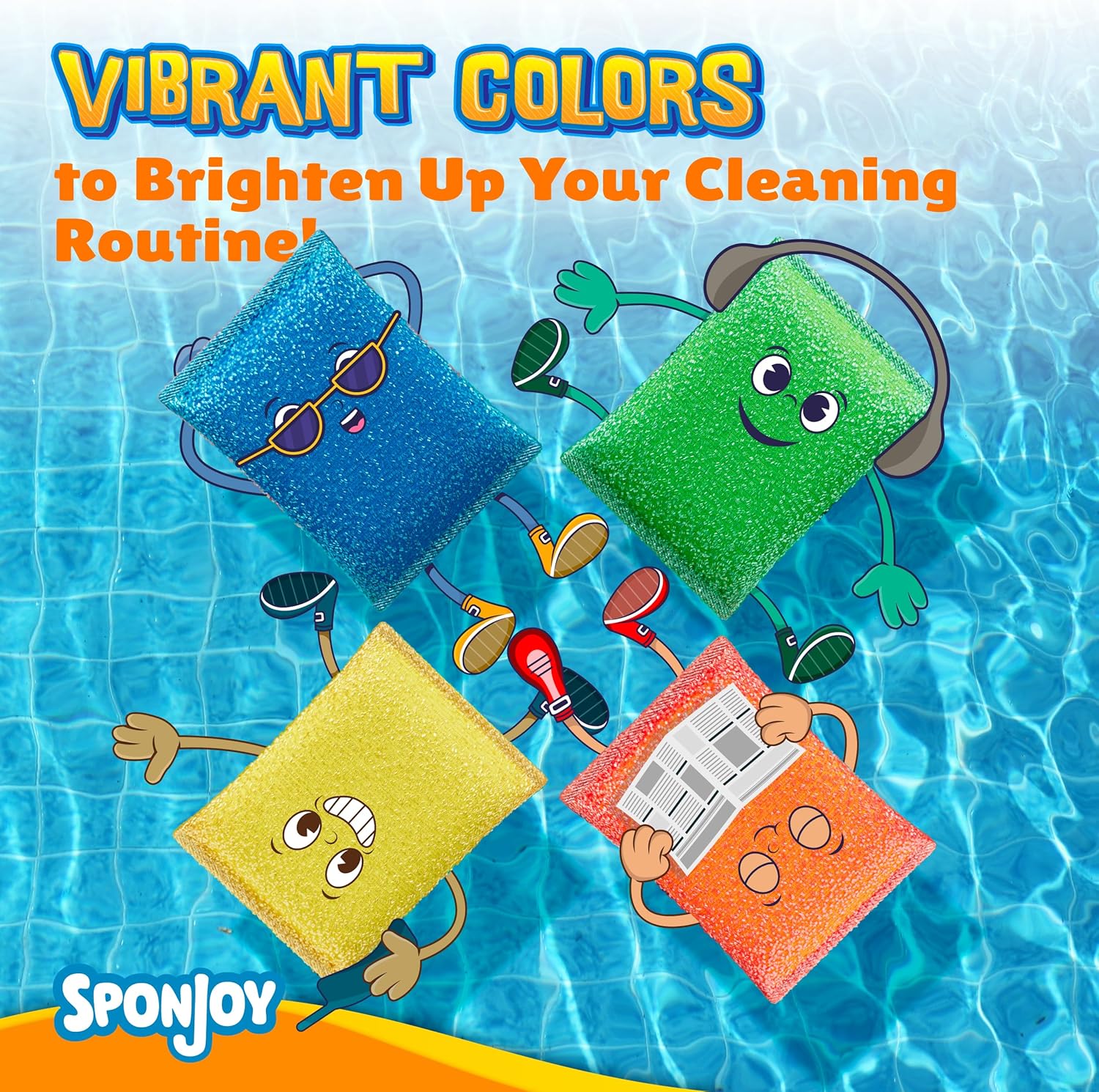 SPONJOY 6-Pack Colorful Dish Sponges