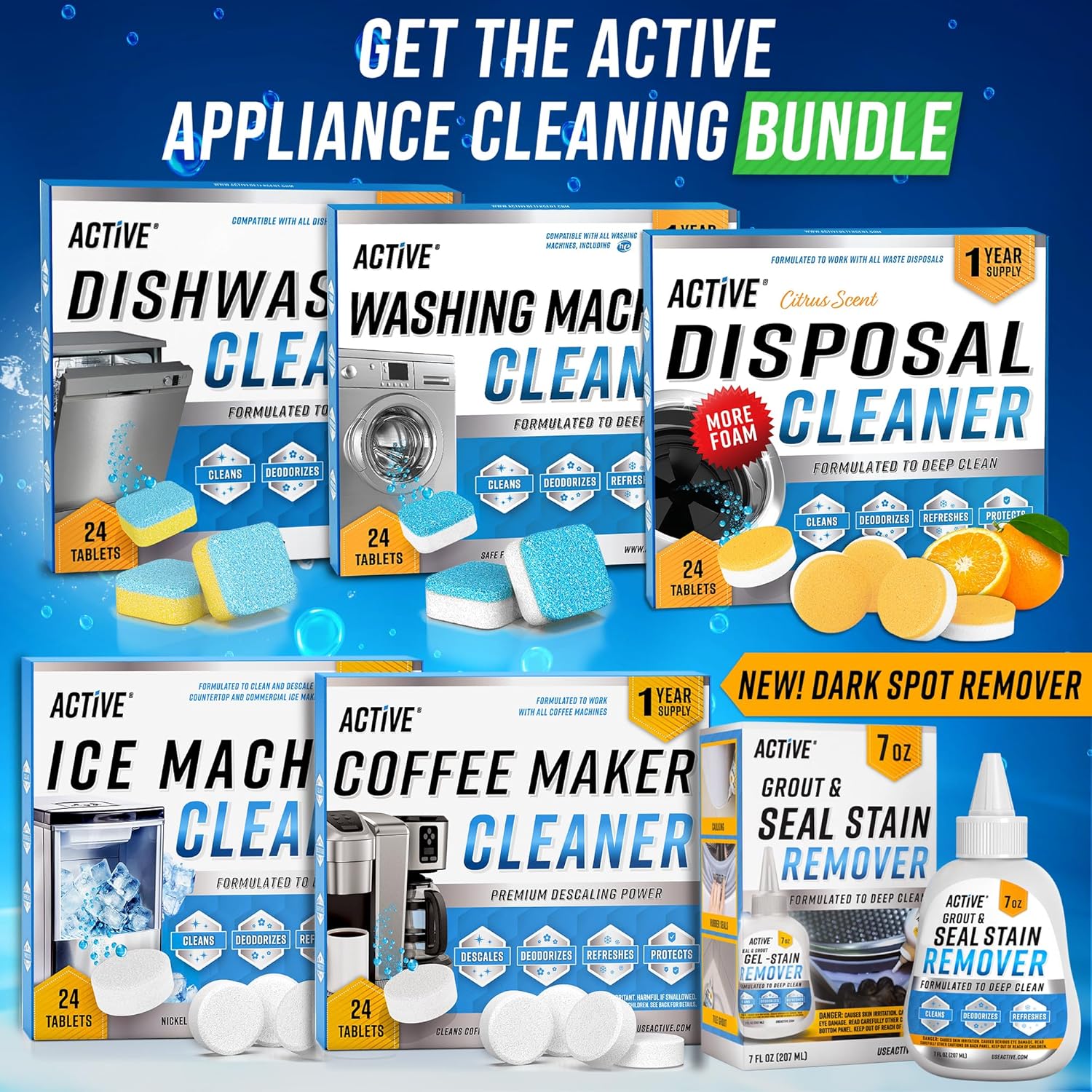ACTIVE Washing Machine Cleaner Descaler 24 Pack - 12 Month Supply