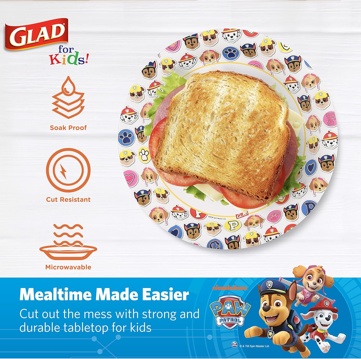 Glad Kids Paw Patrol Emoji Paper Plates 20ct