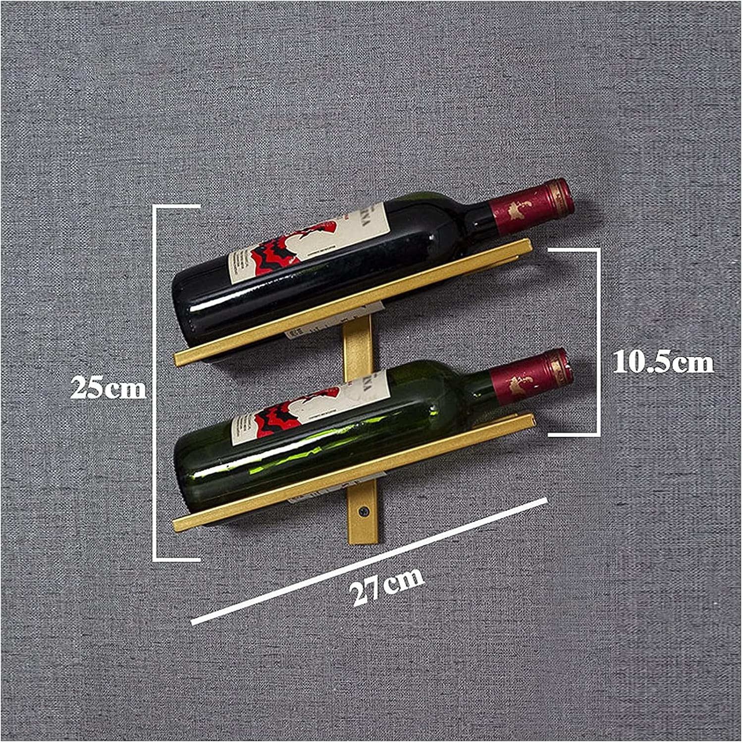 ALDEPO Wall-Mounted Wine Rack 2 Bottles Gold