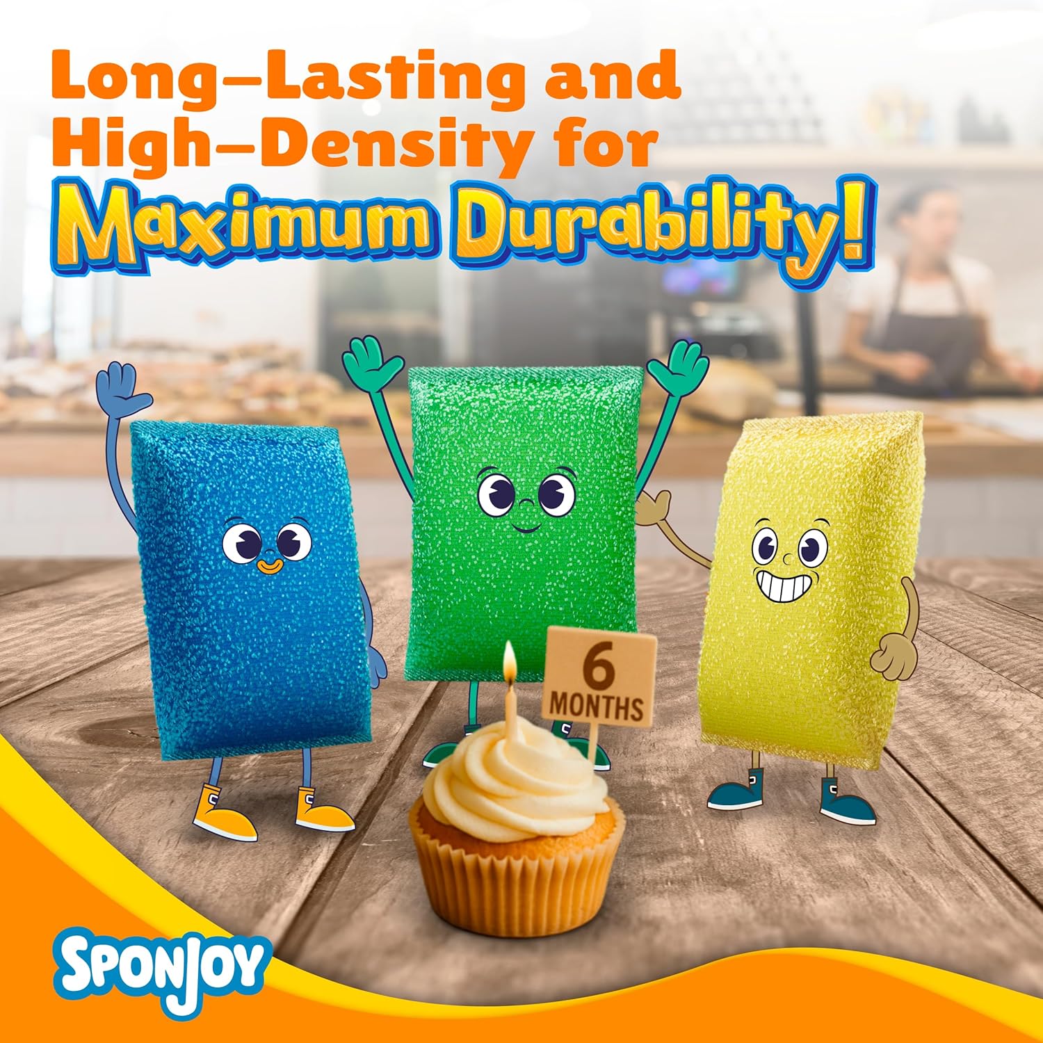 SPONJOY 6-Pack Colorful Dish Sponges