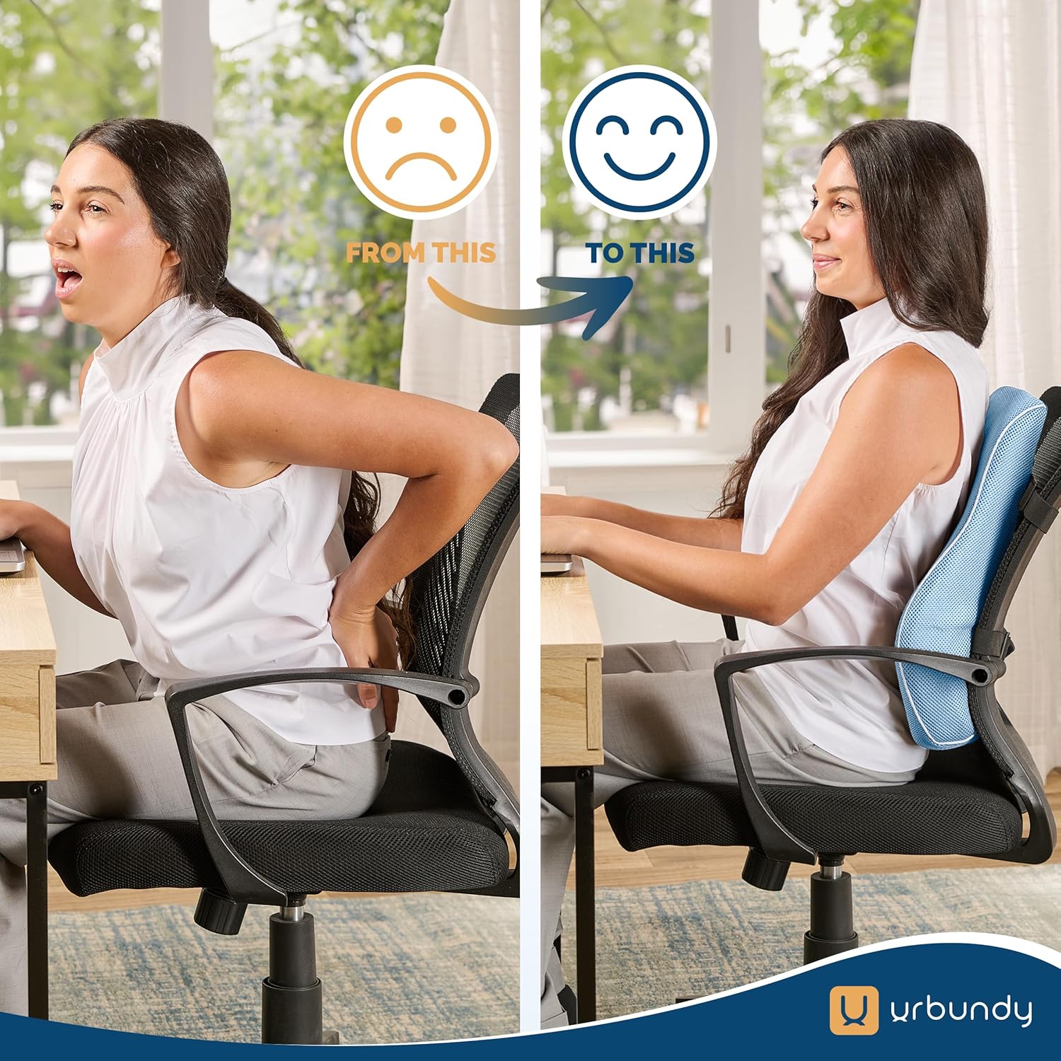 Bekweim Lumbar Support Pillow for Office Chair with Strap 1