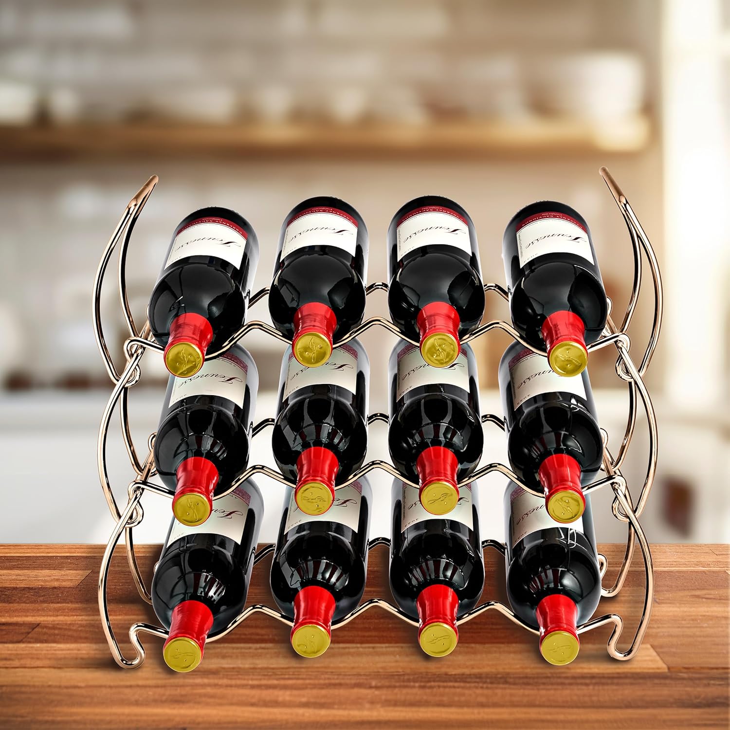 Sorbus Copper 3-Tier Wine Rack - Holds 12 Bottles