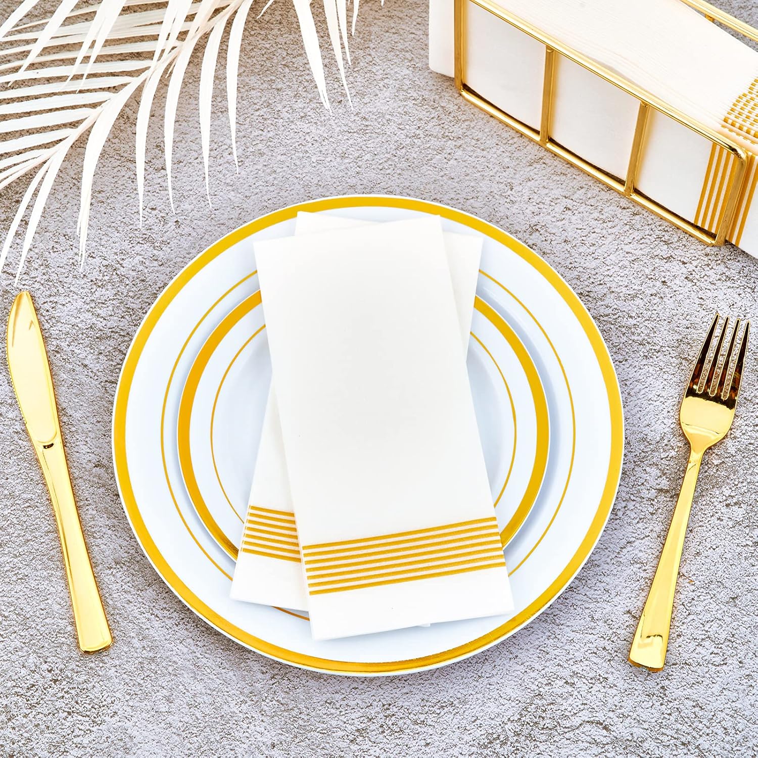 LITOPAK 200 Pack Gold Striped Paper Towels
