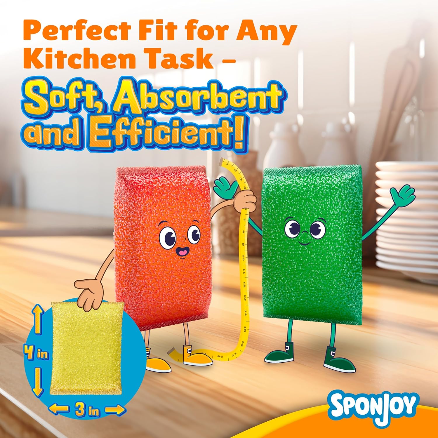 SPONJOY 6-Pack Colorful Dish Sponges
